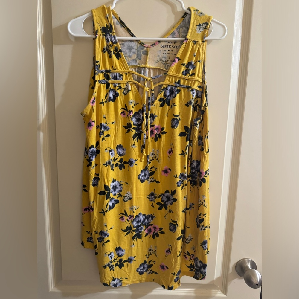 Yellow Floral Sleeveless Top
